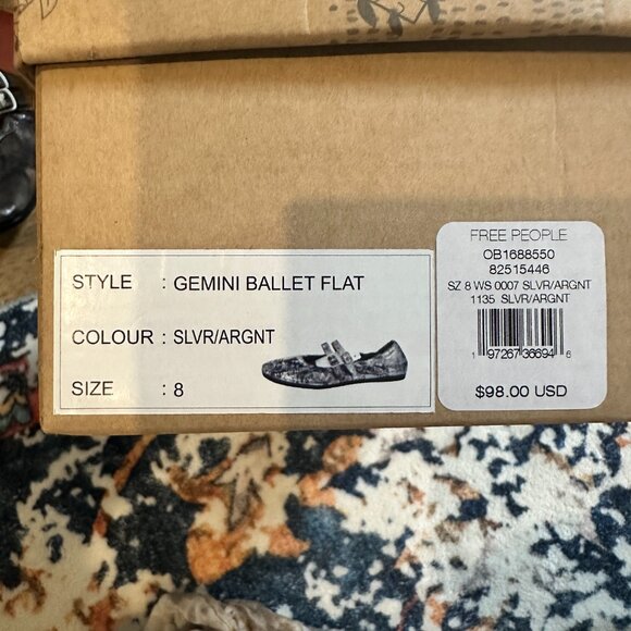 Free People Gemini Ballet Flat – Silver – Size 8 - Picture 5 of 6